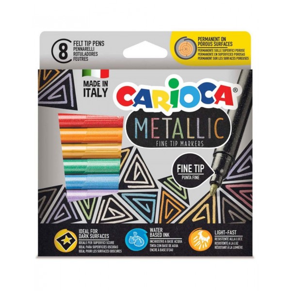 Carioca Metallic Μαρκαδόροι Ζωγραφικής  Fine Tip 8 Τμχ 43162