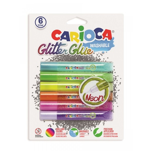 Carioca Glitter Fluo Κόλλα 10.5ml 6τμχ 42111