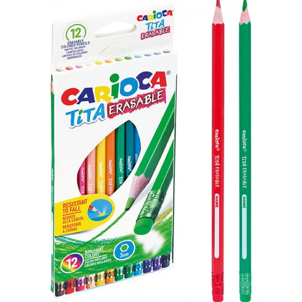 Ξυλομπογιές Carioca Tita Erasable με Γόμα 12τμχ 42897