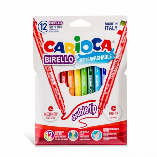 Μαρκαδόροι Carioca Birello Λεπτοί με Διπλή Μύτη 12τμχ 41457