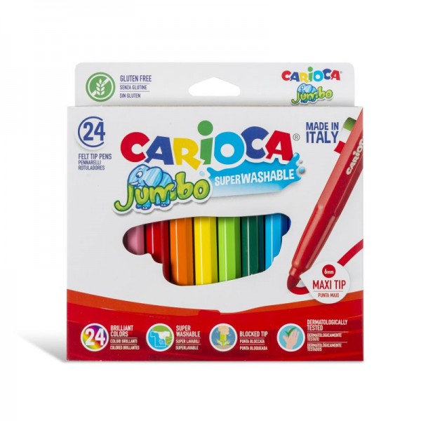 Μαρκαδόροι Carioca  Jumbo Superwashable 24 Τεμ 40570