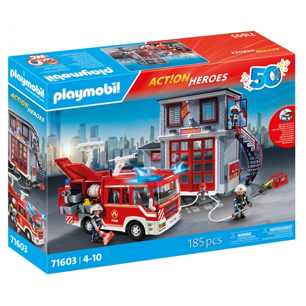 Playmobil Αρχηγείο Και Όχημα Πυροσβεστικής (71603)