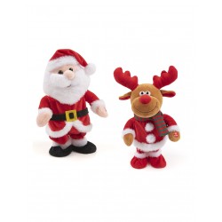 Λούτρινος Άγιος Βασίλης & Τάρανδος με Ελληνικά Κάλαντα & Κίνηση 30εκ. 8183