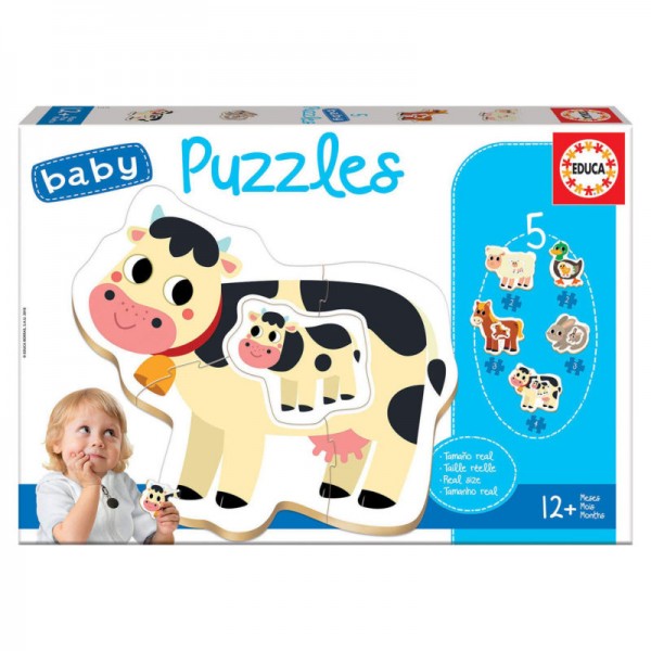 Educa Παζλ 2/2/3/3/5 τεμ. Baby Farm Animals 17574
