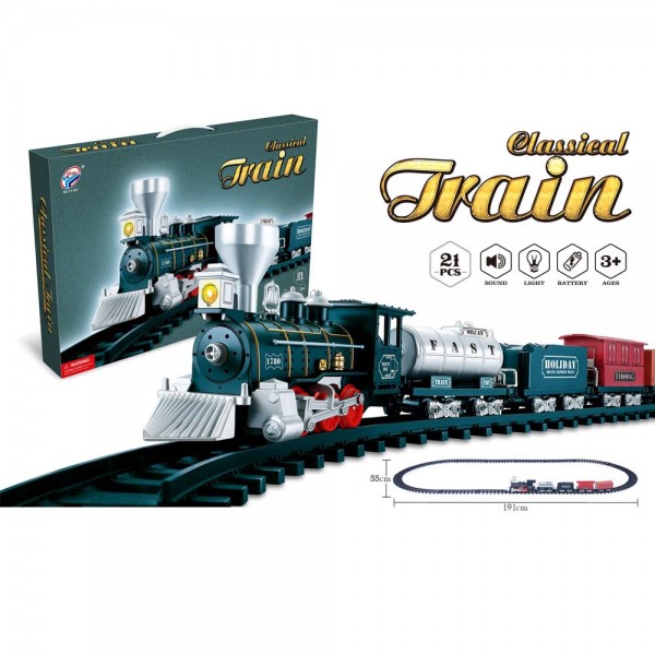 Zita Toys Τρένο Ατμομηχανή Και 4 Βαγόνια Με Ήχους & Φως (008507)