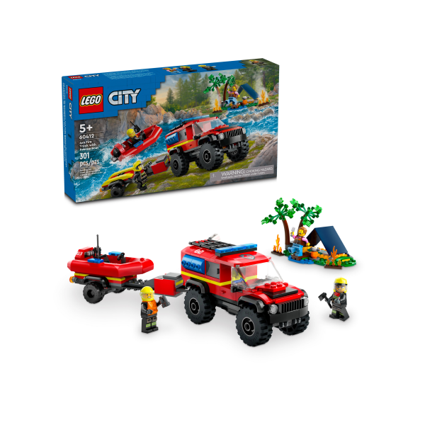 Lego City Πυροσβεστικό Όχημα 4x4 Με Φουσκωτό Διάσωσης (60412)