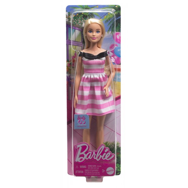 Barbie 65th Anniversary Κούκλα Με Ριγέ Φόρεμα (HTH66)